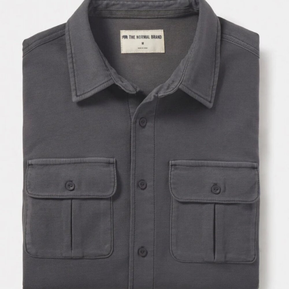 The Normal Brand - Comfort Terry Shirt Jacket in Steel